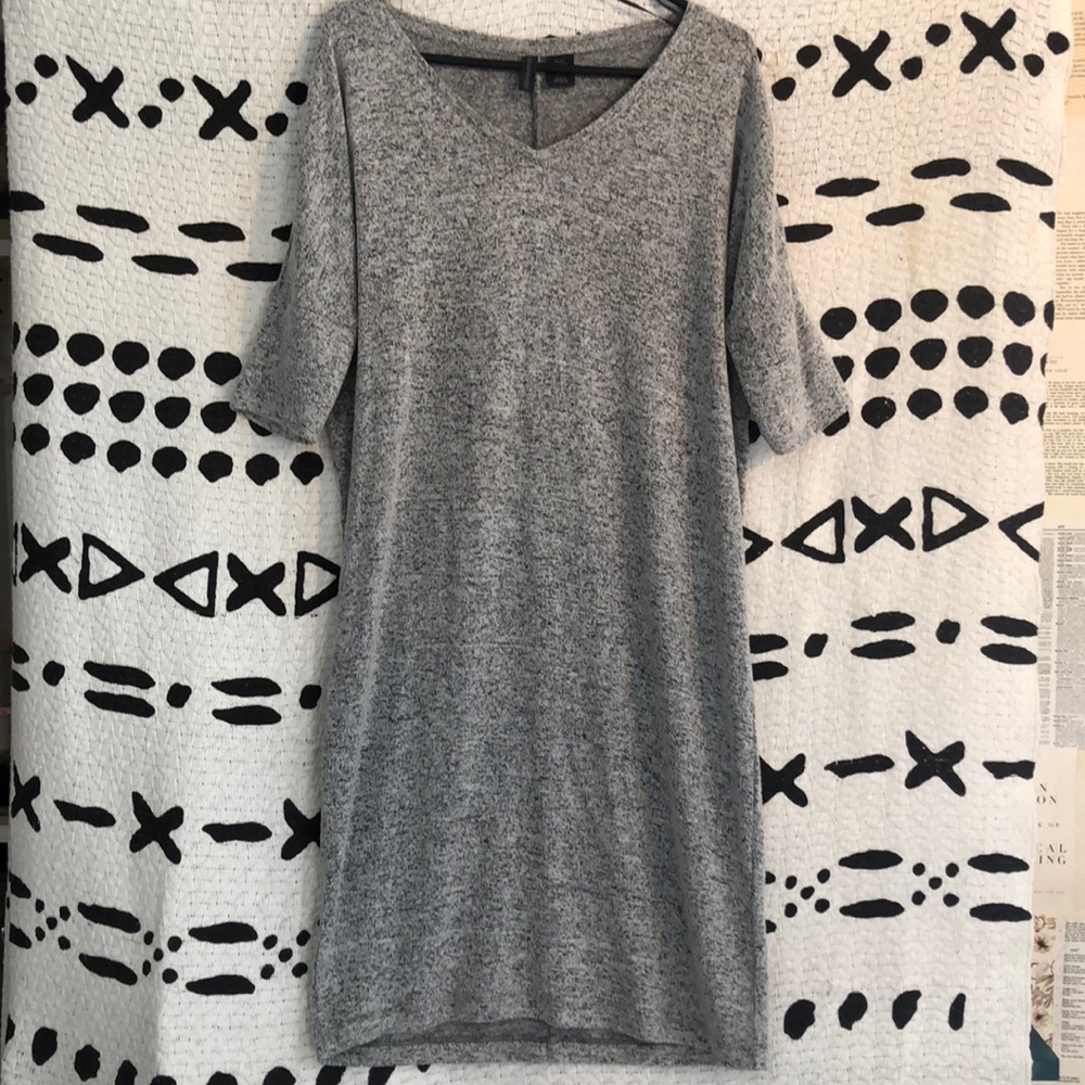 Grey Slub Shirt Dress